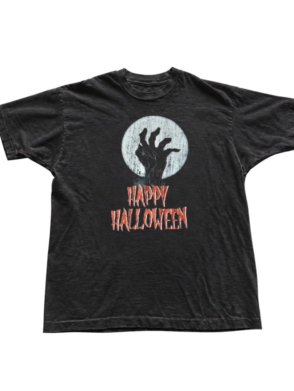 Gildan Black 'Happy Halloween' Graphic Tee with Moon and Hand